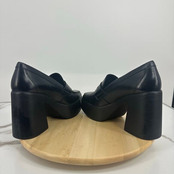 Free People Zoe Platform Loafers Size 41 US 11 Black Chinky Y2K Leather - Picture 7 of 12
